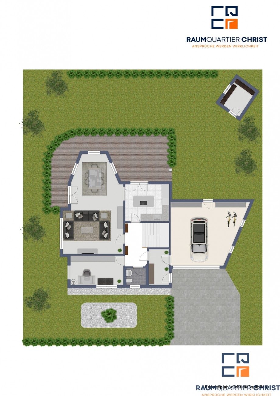 Grundriss mit Garten Einfamilienhaus Wiesau