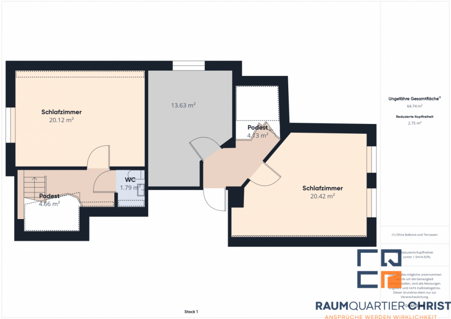 Grundriss 1.OG Haupthaus Haus Waldsassen