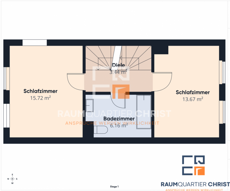 Grundriss OG Reihenmittelhaus Krummennaab